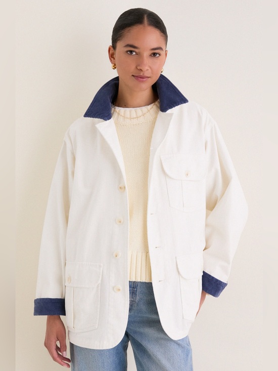 Tuckernuck Jackets & Blazers - Tuckernuck White Bunny Barn Jacket Size Medium NWT Relaxed Fit Corduroy Collar